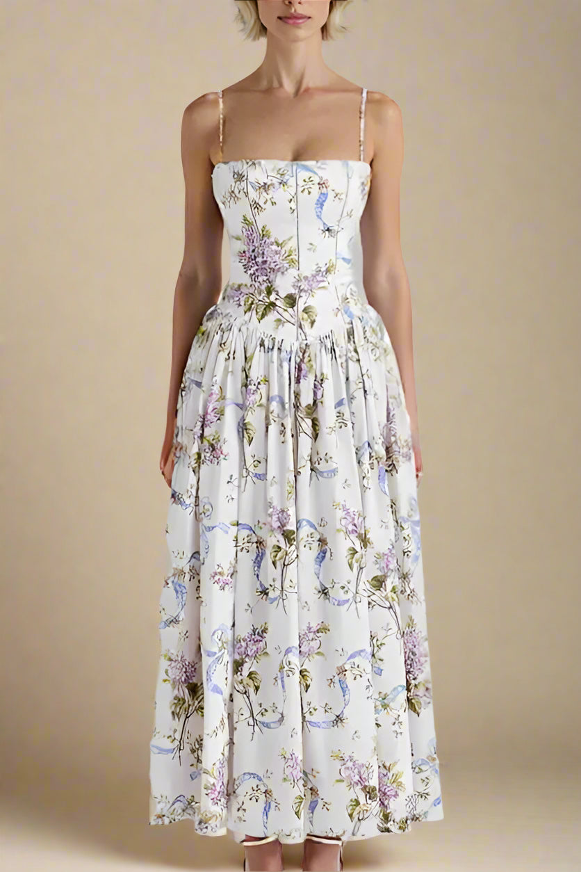 Tasmin Midi Dress - White Floral Avalabel
