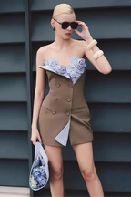 3D Flowers Bustier Mini Dress Avalabel