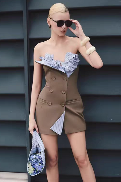 3D Flowers Bustier Mini Dress Avalabel