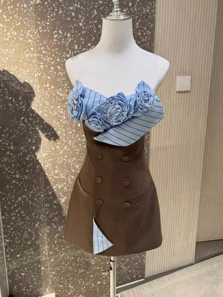 3D Flowers Bustier Mini Dress Avalabel