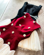 Beryl 3D Flower Patchwork Tulle Mini Dress in Red Avalabel