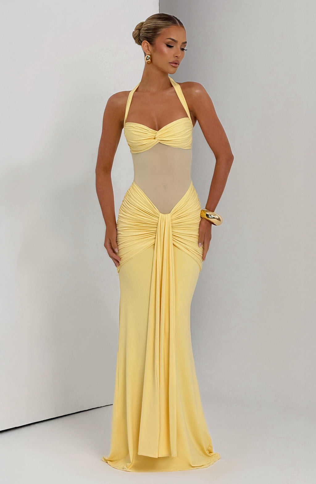 Vixen Pleated Bandage Maxi Dress - Lemon Avalabel
