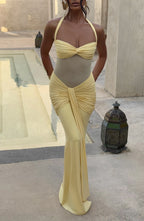 Vixen Pleated Bandage Maxi Dress - Lemon Avalabel