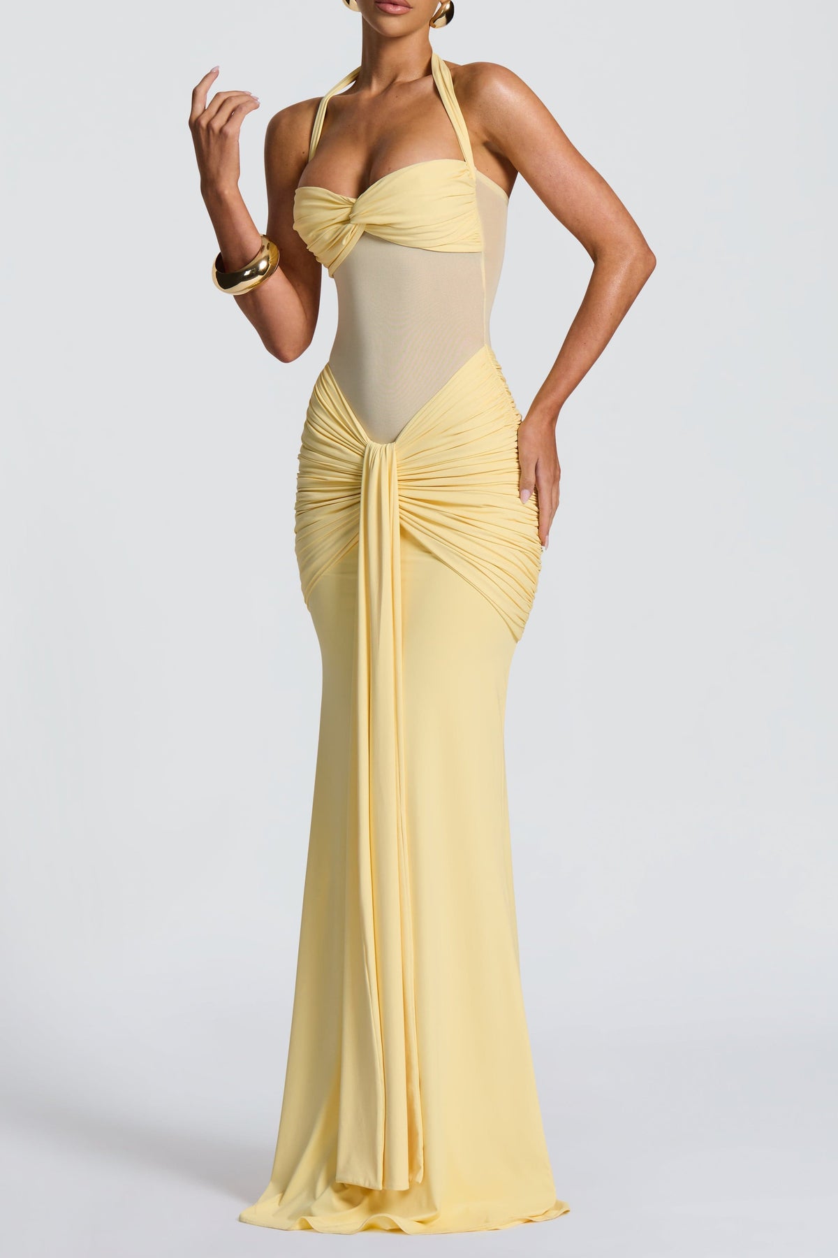 Vixen Pleated Bandage Maxi Dress - Lemon Avalabel