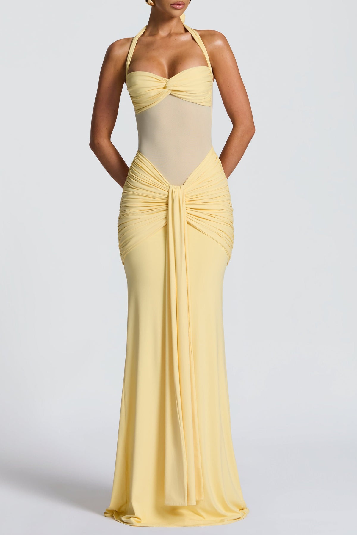 Vixen Pleated Bandage Maxi Dress - Lemon Avalabel