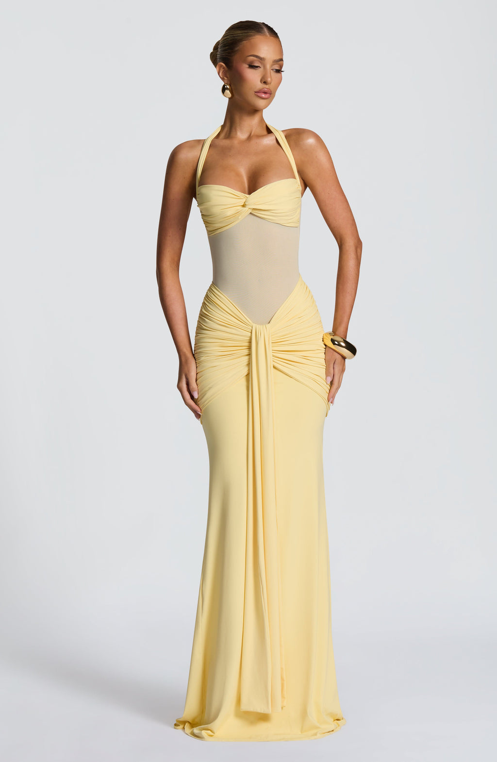 Vixen Pleated Bandage Maxi Dress - Lemon Avalabel