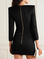 natividad Button-embellished Cotton-twill Mini Dress in black Avalabel