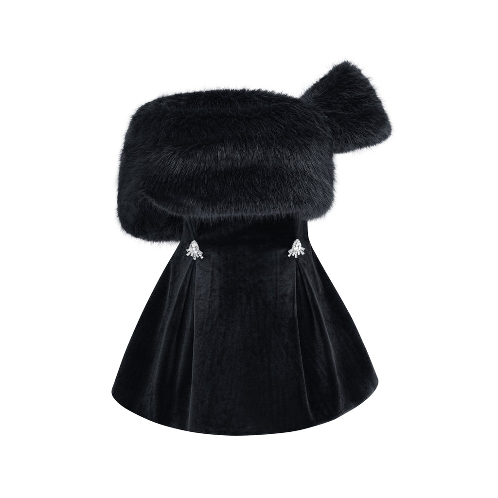 Wivika velvet fur dress Avalabel
