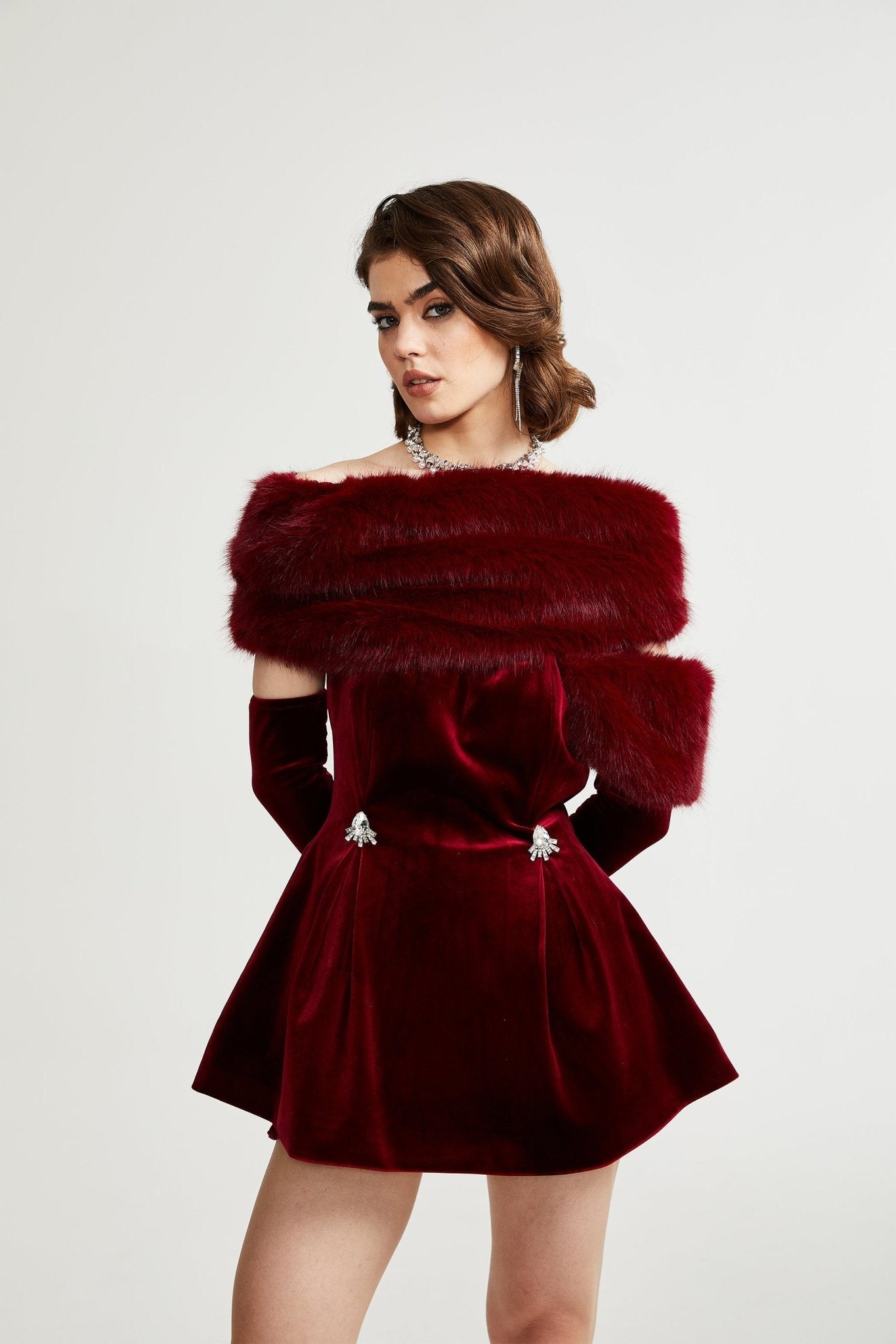 Wivika velvet fur dress Avalabel