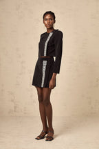 sylvia Crystal Embellishment Side Slit Skirt & Top Set Avalabel