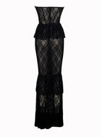 Zen Black Lace Corset Maxi Dress Avalabel