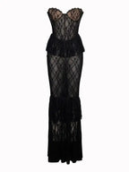 Zen Black Lace Corset Maxi Dress Avalabel