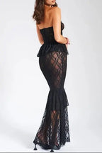 Zen Black Lace Corset Maxi Dress Avalabel