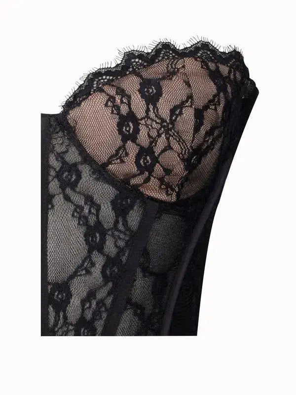 Zen Black Lace Corset Maxi Dress Avalabel