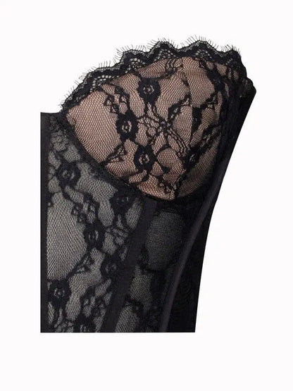 Zen Black Lace Corset Maxi Dress